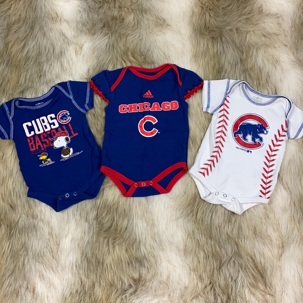 Chicago Cubs Baby Bodysuits 0-6M MLB Adidas 3 Piece Lot NWOT